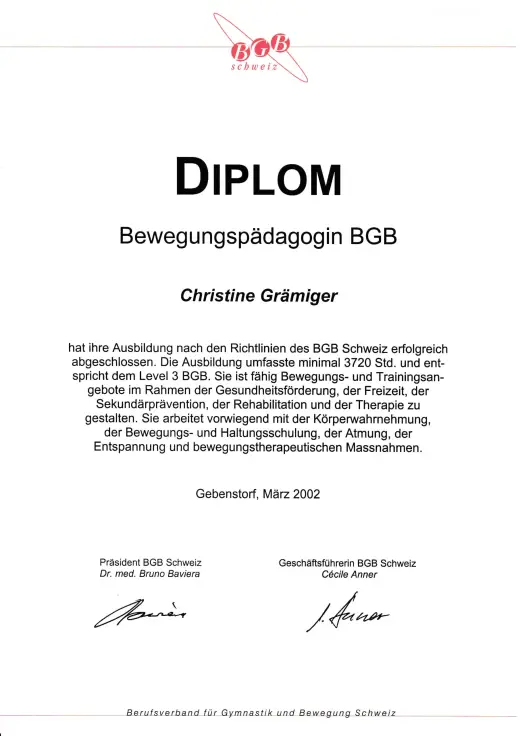 Diplom Level 3 BGB von Christin Grämiger, 2002